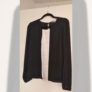 Ribbed-Front Long-Sleeve Blouse | Forever21 brand, size M